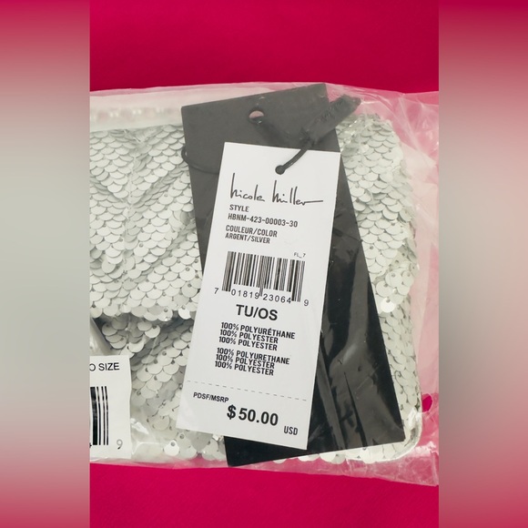 Nicole Miller - Small Silver Sequin Bag Adjustable Silver Shoulder Chain MSRP$50 - Picture 6 of 8